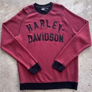 Harley-Davidson Sweatshirt Spell Out XL Red/Black Genuine Thermal Two Tone